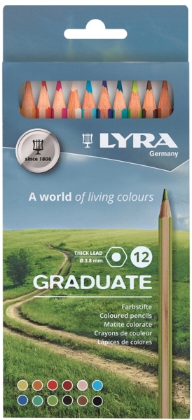 lyra graduate pack de 12 lapices de colores hexagonal color negro