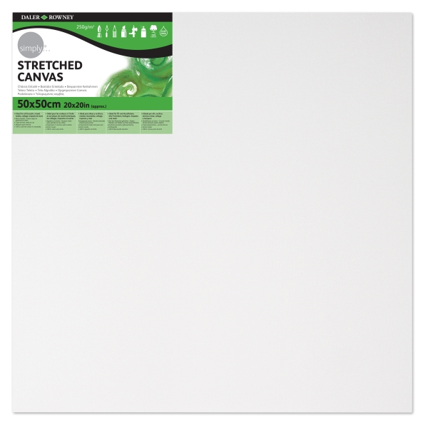 daler rowney simply bastidor entelado 50x50cm imprimacion triple grano medio 100% algodon sin acido 250g color blanco