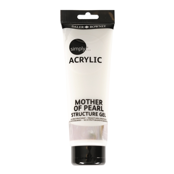 daler rowney simply mother of pearl gel acrilico efecto nacarado tubo de plastico 250ml color blanco