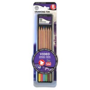 daler rowney simply pack de 8 piezas lapices de colores para dibujo estuche metalico colores surtidos