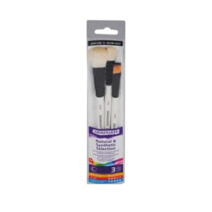 daler rowney graduate pack de 3 pinceles para acuarelas pelo sintetico y de cabra mango corto