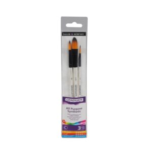 daler rowney graduate pack de 3 pinceles para acuarelas pelo sintetico mango corto