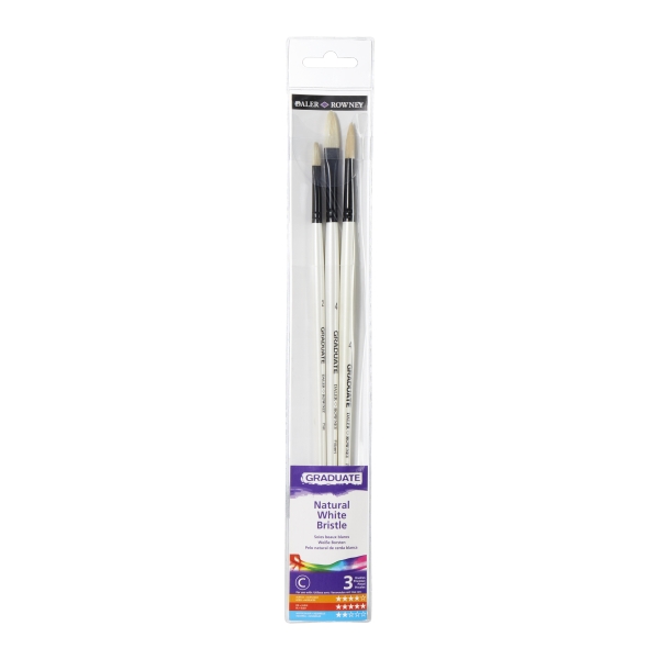 daler rowney graduate pack de 3 pinceles para oleo pelo de cerda natural mango largo