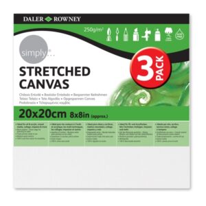 daler rowney simply pack de 3 bastidores entelados 20x20cm imprimacion triple grano medio 100% algodon sin acido 250g color blanco