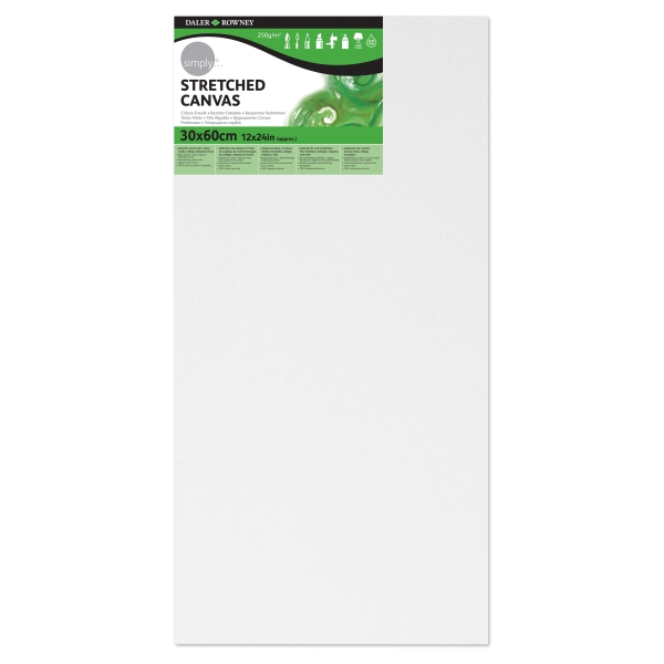 daler rowney simply bastidor entelado 30x60cm imprimacion triple grano medio 100% algodon sin acido 250g color blanco