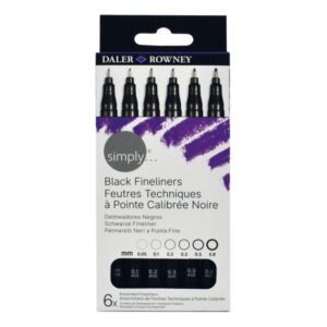 daler rowney simply pack de 6 rotuladores fineliner color negro