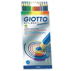 giotto stilnovo acqarell pack de 12 lapices de colores acuarelables forma hexagonal mina 3.3mm colores surtidos
