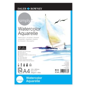 daler rowney simply bloc encolado para acuarela a4 190g 14 hojas color blanco