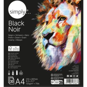 daler rowney simply bloc encolado a4 120g 30 hojas color negro
