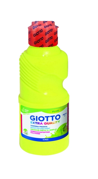 giotto extra quality fluo tempera 250ml lispa para el uso botella bio pet color amarillo fluorescente