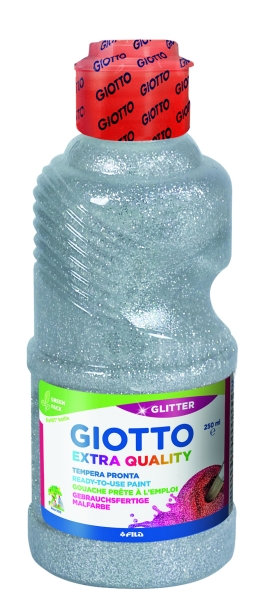 giotto extra quality glitter tempera 250ml lispa para el uso botella bio pet color plata