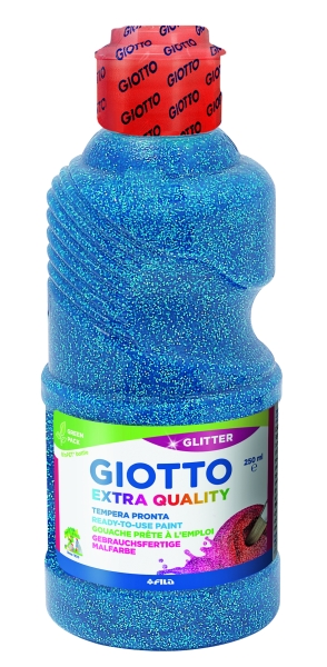 giotto extra quality glitter tempera 250ml lispa para el uso botella bio pet color cyan