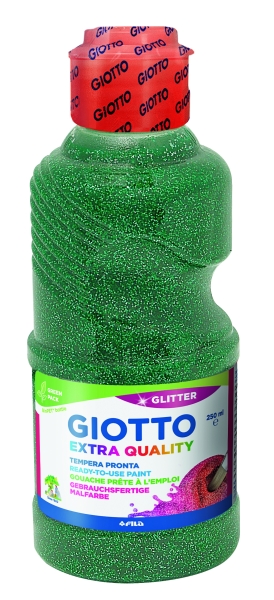 giotto extra quality glitter tempera 250ml lispa para el uso botella bio pet color verde