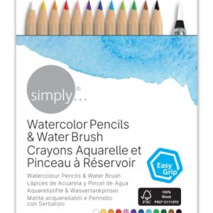 daler rowney simply pack de 12 lapices colores acuarelables incluye pincel rellenable colores surtidos