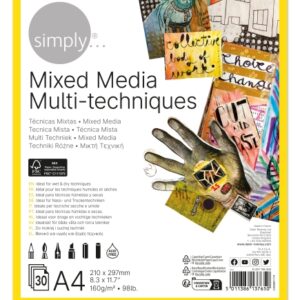 daler rowney simply bloc encolado mix media a4 160g 30 hojas color blanco