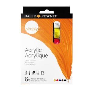 daler rowney simply pack de 6 pinturas acrilicas tubos de aluminio 12ml colores surtidos