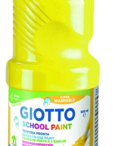 giotto school paint tempera 500ml lista para el uso super lavable botella bio pet color amarillo primario