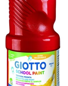giotto school paint tempera 500ml lista para el uso super lavable botella bio pet color rojo bermellon