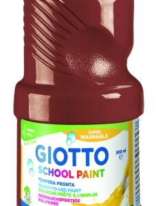 giotto school paint tempera 500ml lista para el uso super lavable botella bio pet color marron