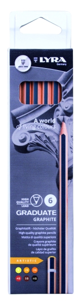 lyra graduate artistic pack de 6 lapices de grafito graduaciones surtidas color negro