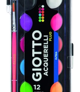 giotto fluo pack de 12 acuarelas 1 pincel incluido diametro pastilla 30mm colores fluorescentes