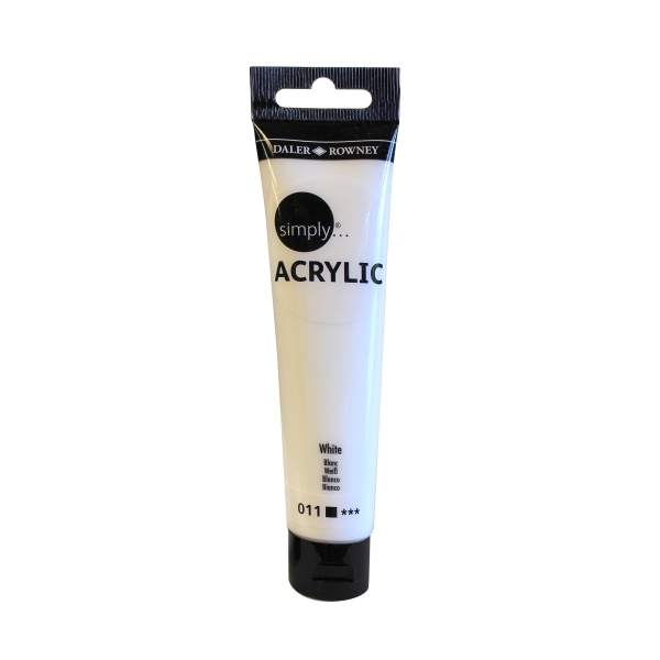 daler rowney simply pintura acrilica tubo de plastico 75ml color blanco