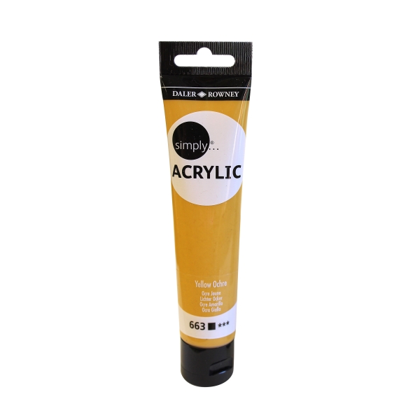 daler rowney simply pintura acrilica tubo de plastico 75ml color ocre amarillo