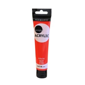 daler rowney simply pintura acrilica tubo de plastico 75ml color rojo brillante