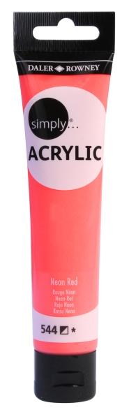 daler rowney simply pintura acrilica tubo de plastico 75ml color rojo neon