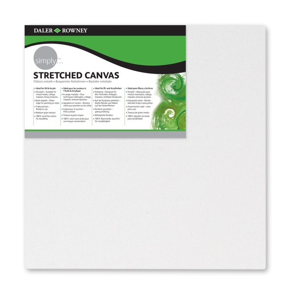 daler rowney simply bastidor entelado 15x15cm imprimacion triple grano medio 100% algodon sin acido 250g color blanco