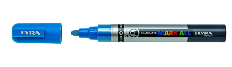 lyra mark all rotulador permanente multisuperficie punta redonda 2mm color azul claro