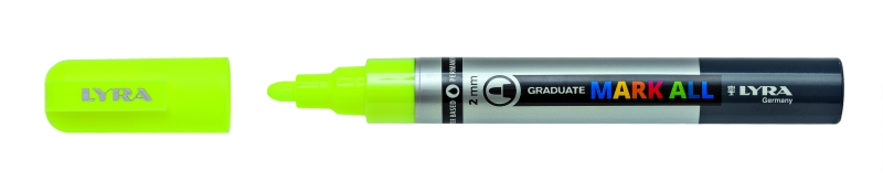 lyra mark all rotulador permanente multisuperficie punta redonda 2mm color amarillo neon