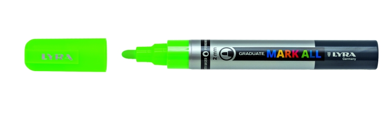 lyra mark all rotulador permanente multisuperficie punta redonda 2mm color verde neon