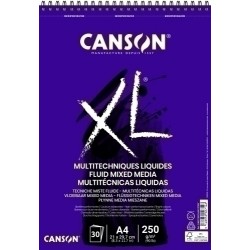 canson xl mix media fluido album espiral de 30 hojas a4 250g grano fino color blanco