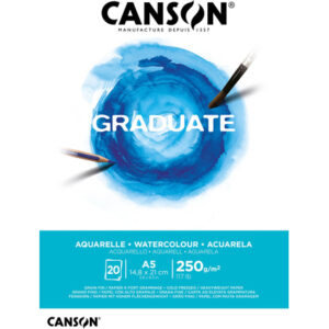 canson graduate acuarela bloc encolado de 20 hojas a5 250g grano fino color blanco