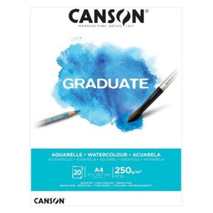 canson graduate acuarela bloc encolado de 20 hojas a4 250g grano fino color blanco