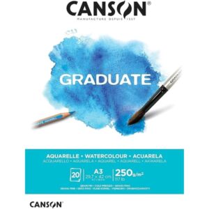 canson graduate acuarela bloc encolado de 20 hojas a3 250g grano fino color blanco