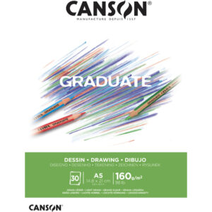 canson graduate dibujo bloc encolado de 30 hojas a5 160g grano fino color blanco natural
