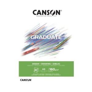 canson graduate dibujo bloc encolado de 30 hojas a4 160g grano fino color blanco natural
