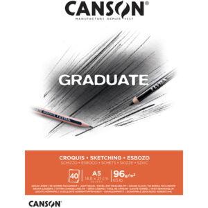 canson graduate sketch bloc encolado de 40 hojas a5 96g grano fino color blanco