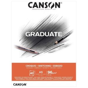 canson graduate sketch bloc encolado de 40 hojas a4 96g grano fino color blanco