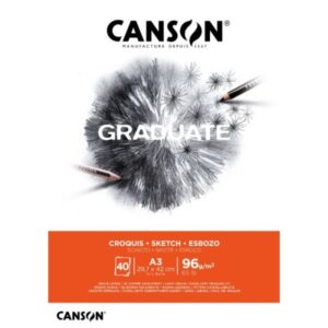 canson graduate sketch bloc encolado de 40 hojas a3 96g grano fino color blanco