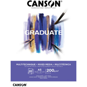 canson graduate mix media bloc encolado de 20 hojas a5 de 200g grano fino color blanco