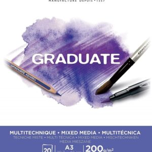 canson graduate mix media bloc encolado de 20 hojas a3 de 200g grano fino color blanco
