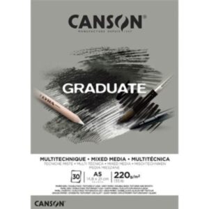 canson graduate mix media bloc encolado de 30 hojas a5 220g grano fino color gris