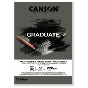 canson graduate mix media bloc encolado de 30 hojas a4 220g grano fino color gris