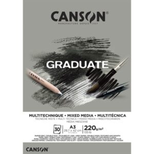 canson graduate mix media bloc encolado de 30 hojas a3 220g grano fino color gris