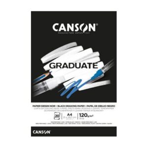 canson graduate black bloc encolado de 20 hojas a5 120g grano fino color negro