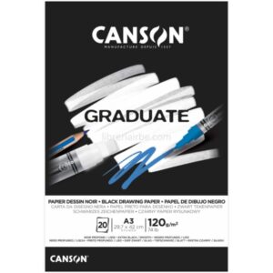 canson graduate black bloc encolado de 20 hojas a3 120g grano fino color negro