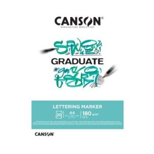 canson graduate lettering rotulador bloc encolado de 20 hojas a3 180g satinado color blanco